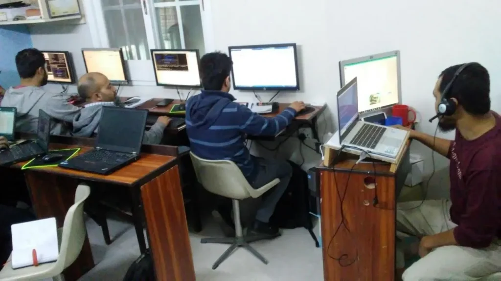 Students in a hands-on lab session, Sherdil IT Academy 2017
