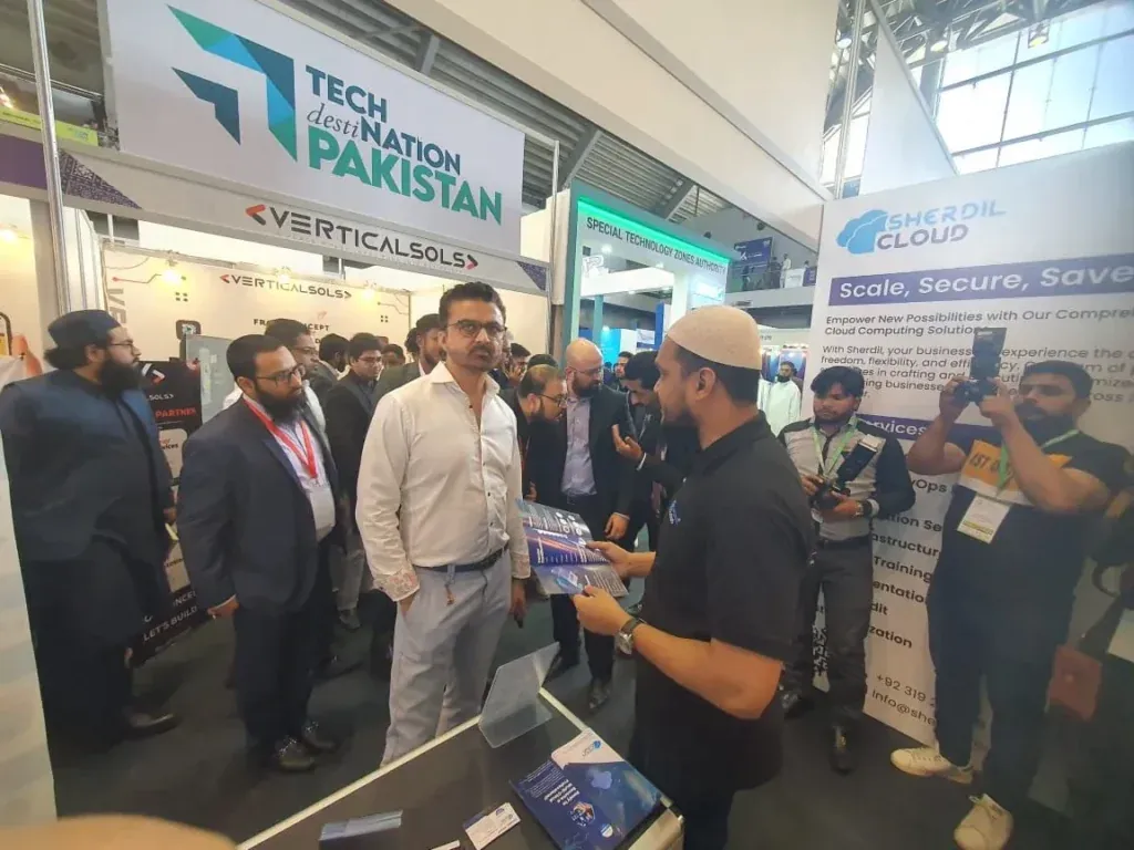 Visitors at the Sherdil Cloud booth under the Tech Destination Pakistan banner, ITCN Asia 2024 Lahore