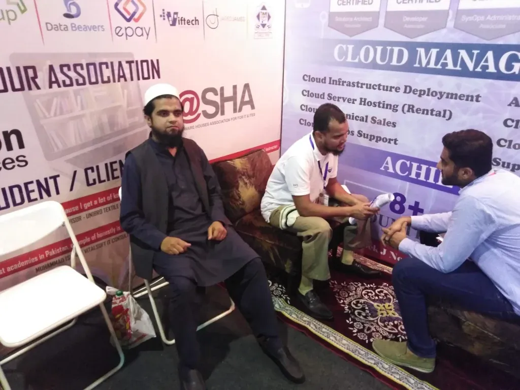 Visitors seated at the Sherdil stall, ITCN Asia 2019