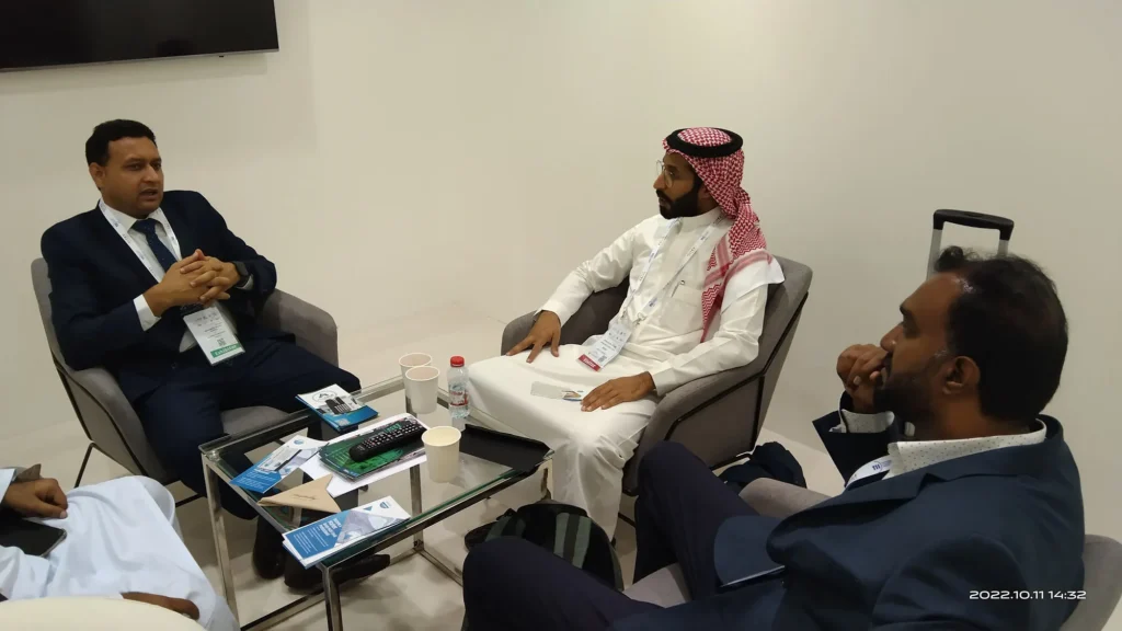 Business meeting in a lounge at GITEX Dubai 2022