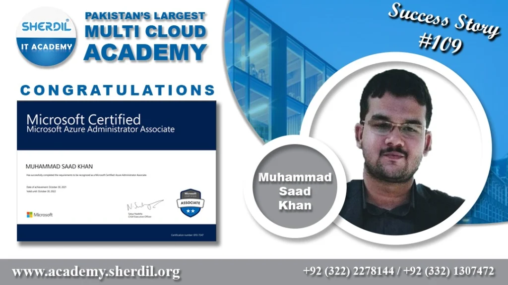 Sherdil IT Academy success story: Muhammad Saad Khan, Microsoft Certified Azure Administrator Associate