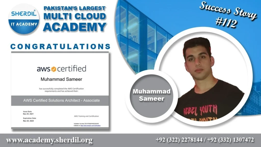 Sherdil IT Academy success story: Muhammad Sameer, AWS Certified Solutions Architect – Associate
