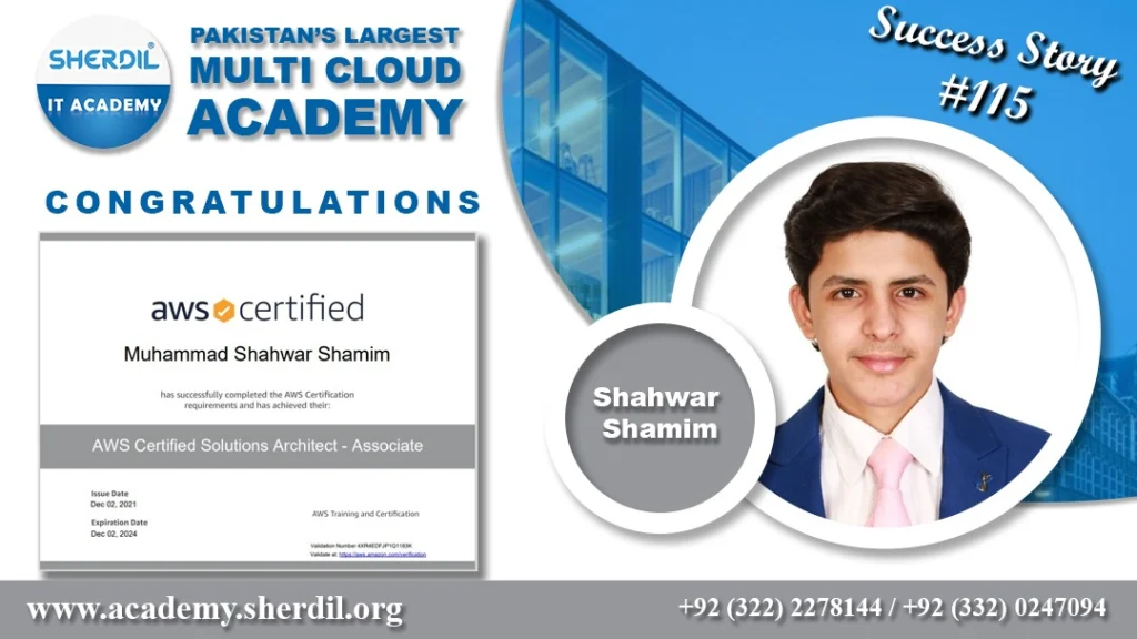 Sherdil IT Academy success story: Muhammad Shahwar Shamim, AWS Certified Solutions Architect – Associate