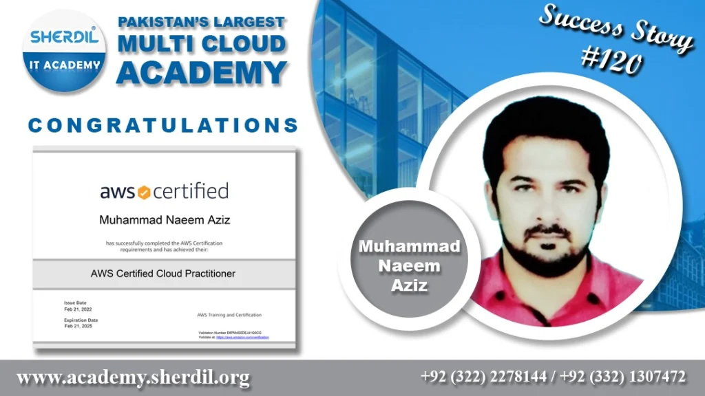 Sherdil IT Academy success story: Muhammad Naeem Aziz, AWS Certified Cloud Practitioner