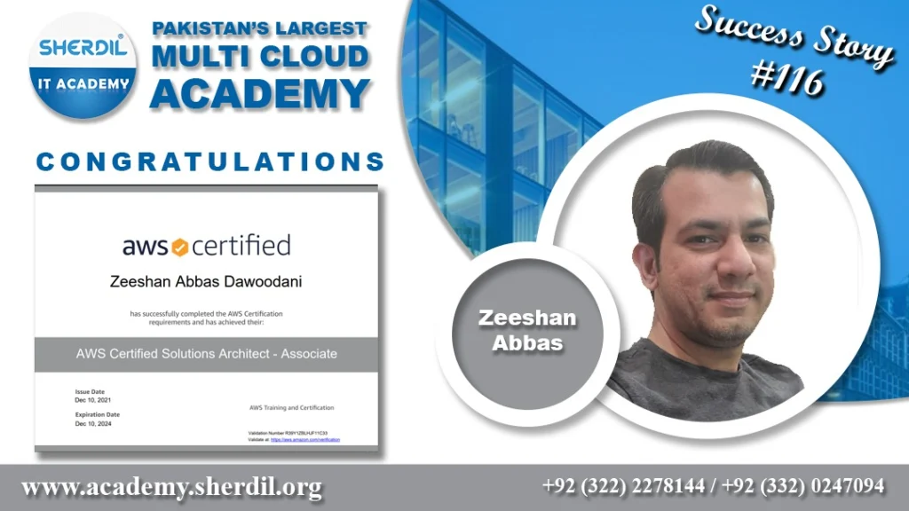 Sherdil IT Academy success story: Zeeshan Abbas Dawoodani, AWS Certified Solutions Architect – Associate