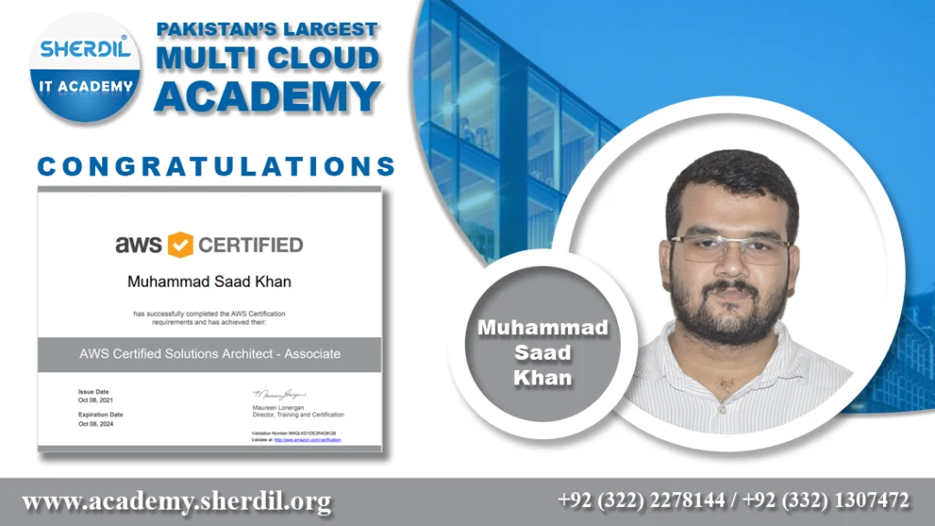 Sherdil IT Academy success story: Muhammad Saad Khan, AWS Certified Solutions Architect – Associate
