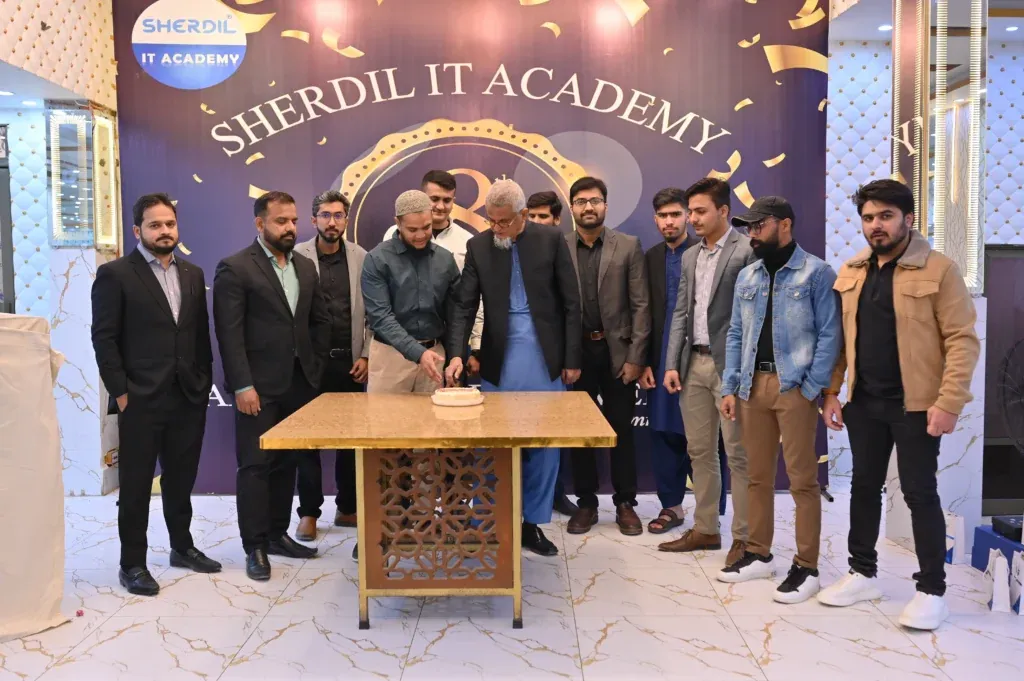 Sherdil team celebrating the 8th anniversary with a cake, 2025