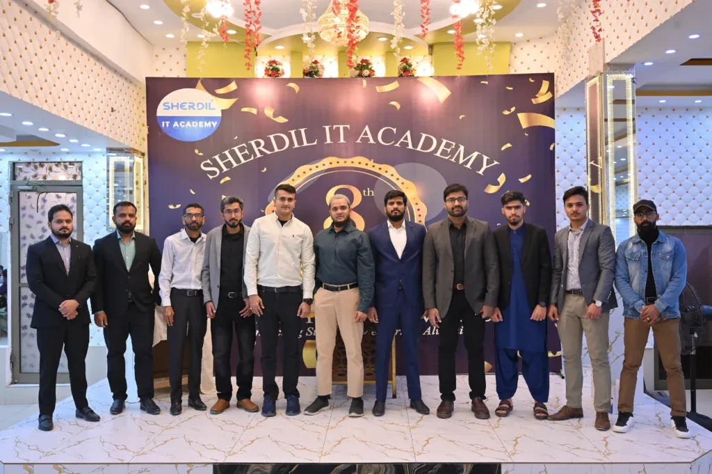 Sherdil IT Academy team group photo at the 8th Anniversary Students Meetup 2025