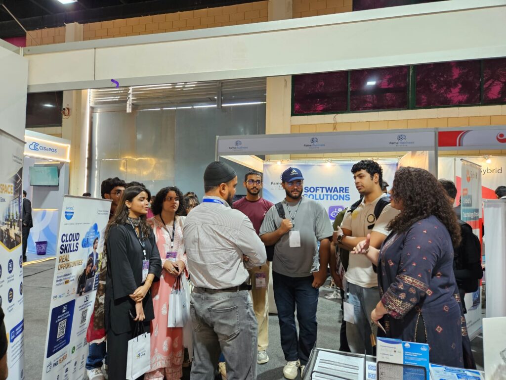 Crowd at the Sherdil software solutions and cloud skills stand, ITCN Asia 2026 Karachi