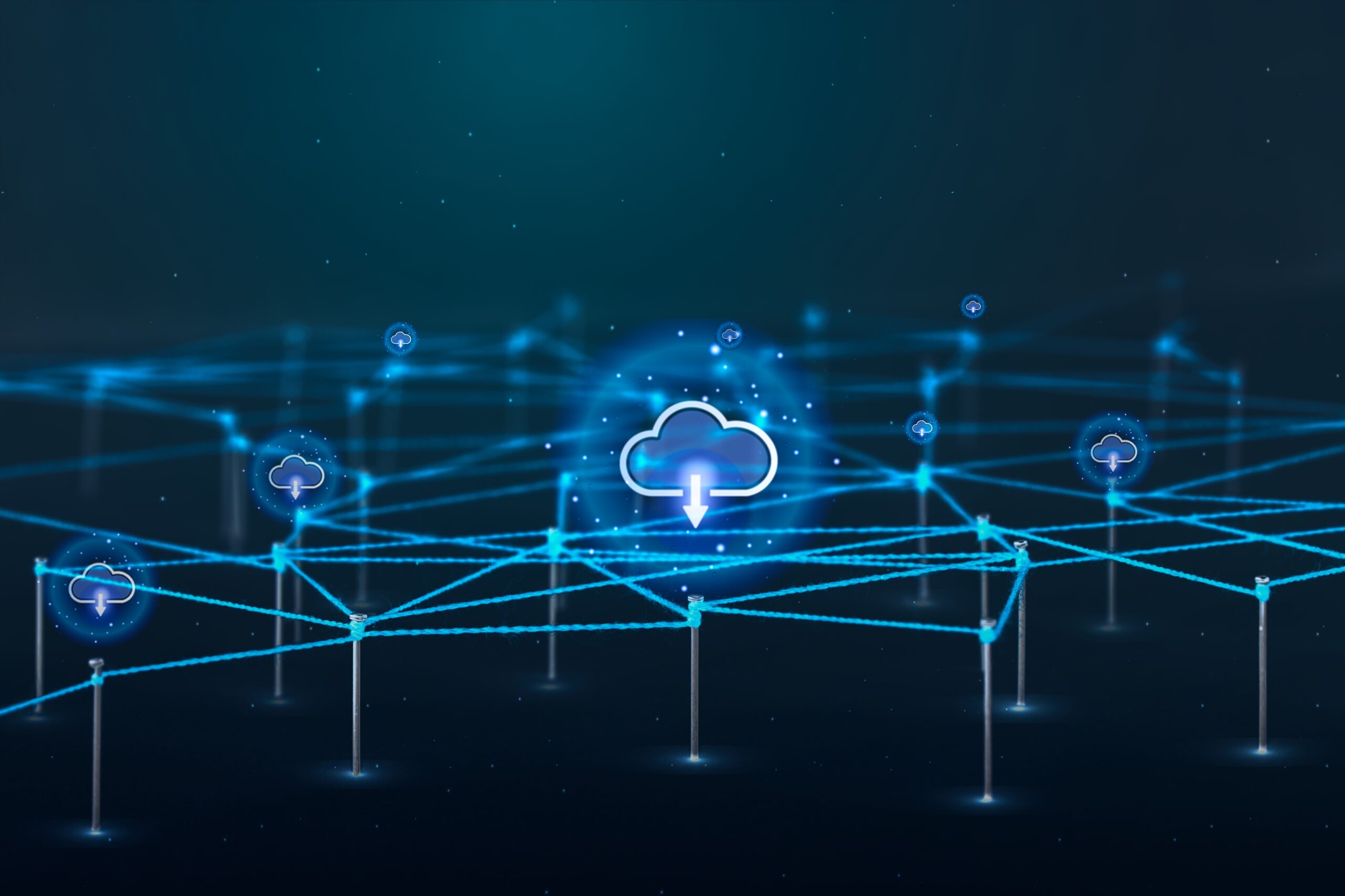 Multi-Cloud Certification Path 2026: AWS, Google Cloud and Alibaba Cloud Roadmap for Pakistani Engineers A 3D digital network of interconnected cloud nodes glowing in blue, representing a multi-cloud certification path for Pakistani engineers covering AWS, Google Cloud and Alibaba Cloud in 2026.